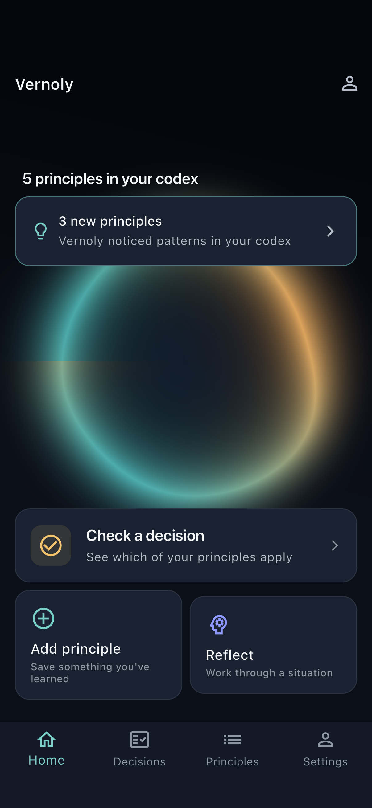 Vernoly home screen